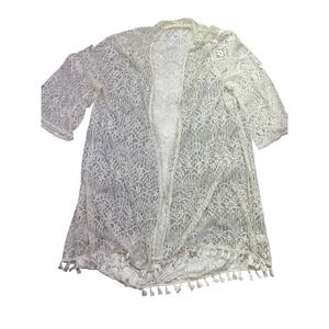 Indigo Rose Lace Kimono Cover Up‎ Tassels Bohemian Beach 2X Boho Whimsygoth